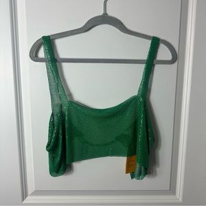 H&M chain mail green crop top